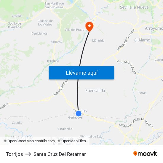Torrijos to Santa Cruz Del Retamar map