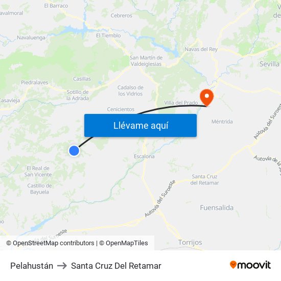 Pelahustán to Santa Cruz Del Retamar map