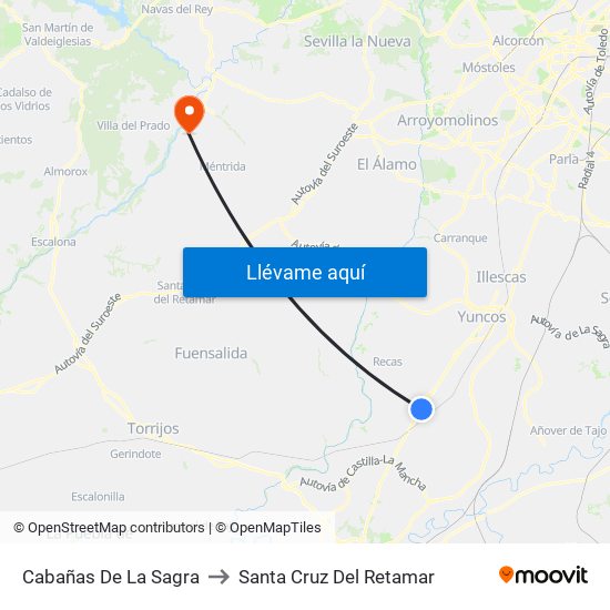 Cabañas De La Sagra to Santa Cruz Del Retamar map