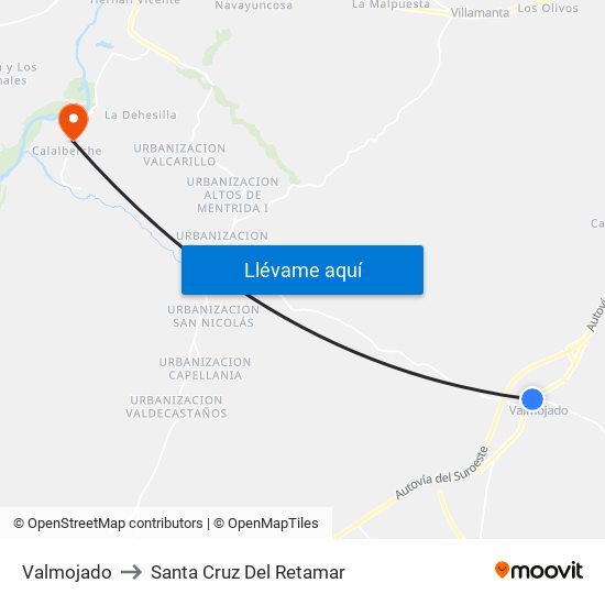 Valmojado to Santa Cruz Del Retamar map