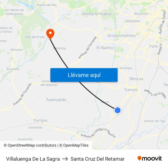 Villaluenga De La Sagra to Santa Cruz Del Retamar map