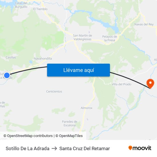 Sotillo De La Adrada to Santa Cruz Del Retamar map