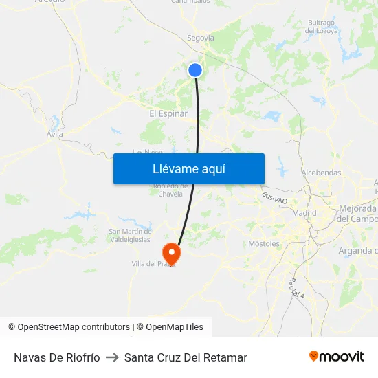 Navas De Riofrío to Santa Cruz Del Retamar map