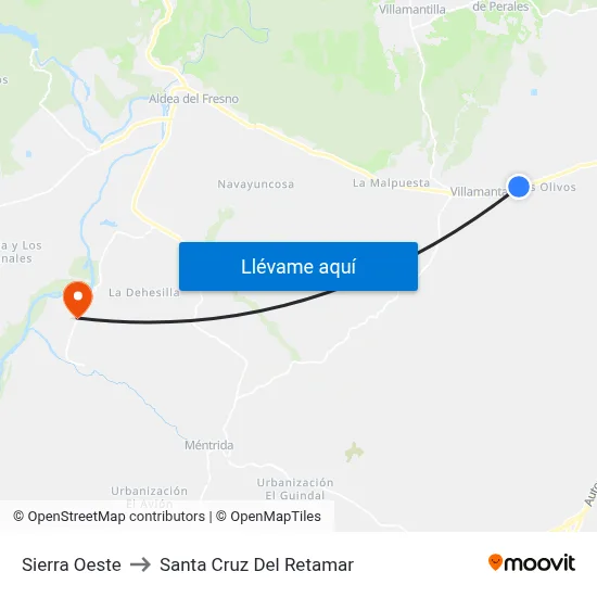 Sierra Oeste to Santa Cruz Del Retamar map