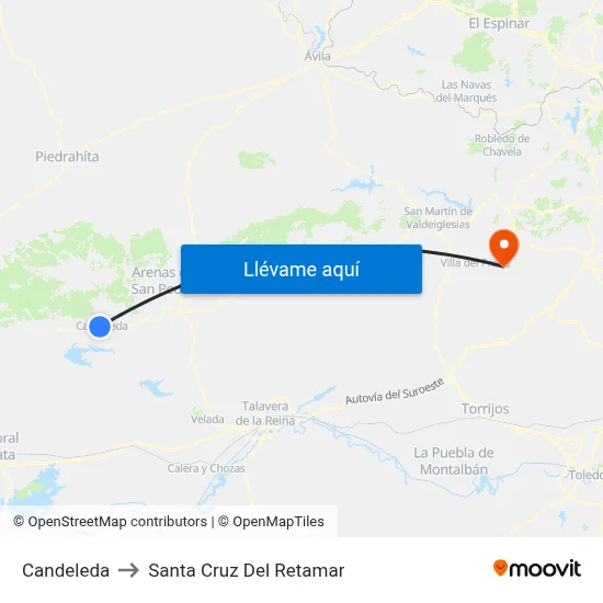 Candeleda to Santa Cruz Del Retamar map