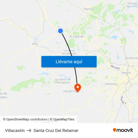Villacastín to Santa Cruz Del Retamar map