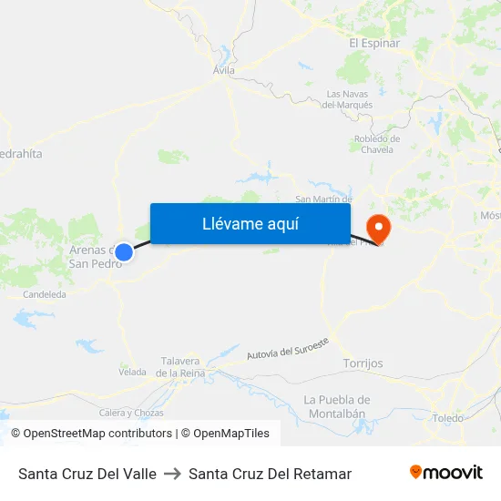 Santa Cruz Del Valle to Santa Cruz Del Retamar map