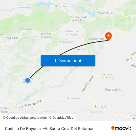 Castillo De Bayuela to Santa Cruz Del Retamar map
