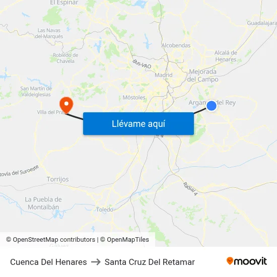 Cuenca Del Henares to Santa Cruz Del Retamar map