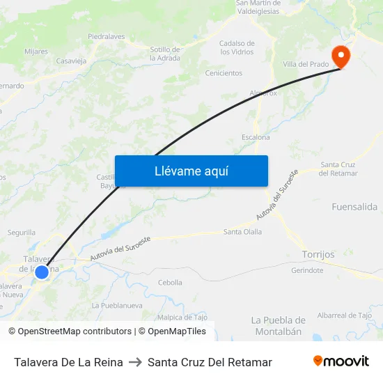 Talavera De La Reina to Santa Cruz Del Retamar map