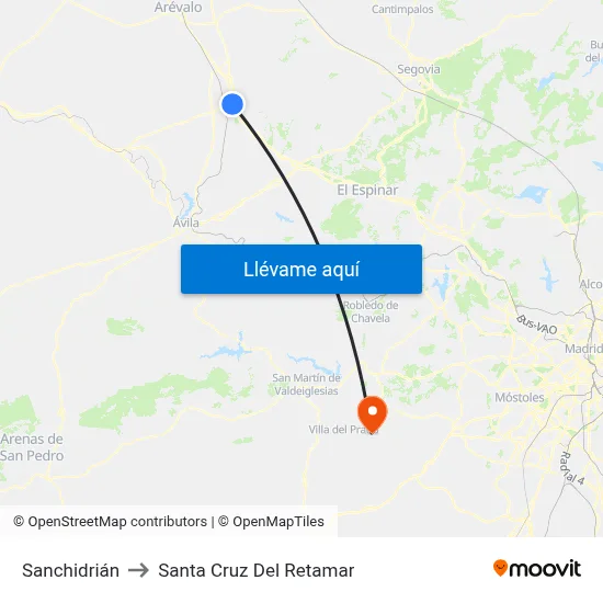 Sanchidrián to Santa Cruz Del Retamar map