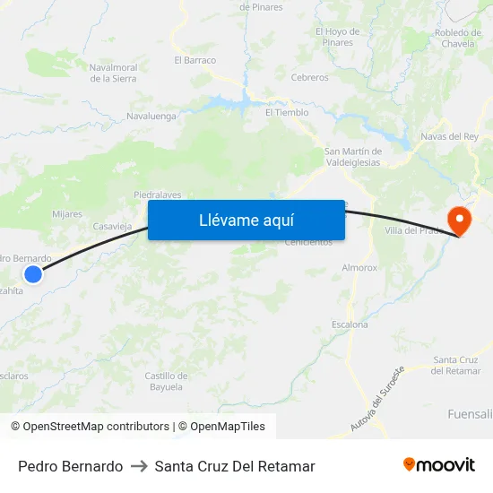 Pedro Bernardo to Santa Cruz Del Retamar map