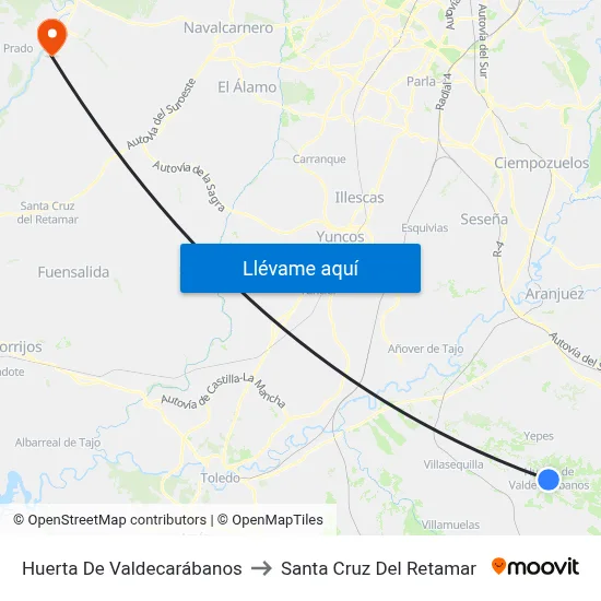Huerta De Valdecarábanos to Santa Cruz Del Retamar map
