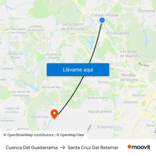Cuenca Del Guadarrama to Santa Cruz Del Retamar map