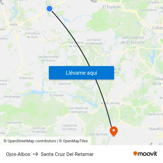 Ojos-Albos to Santa Cruz Del Retamar map