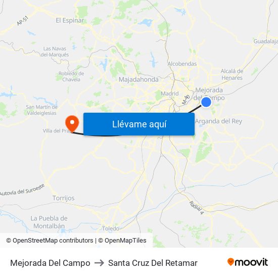 Mejorada Del Campo to Santa Cruz Del Retamar map