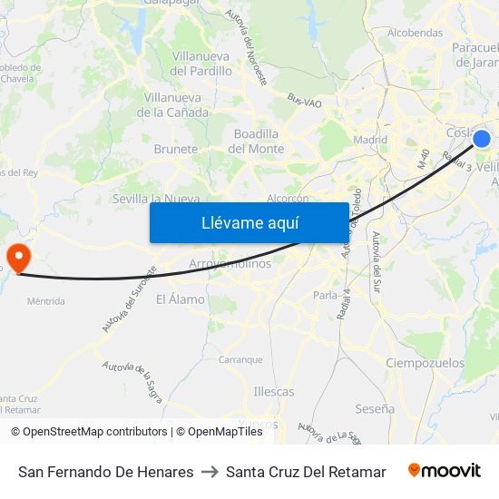 San Fernando De Henares to Santa Cruz Del Retamar map