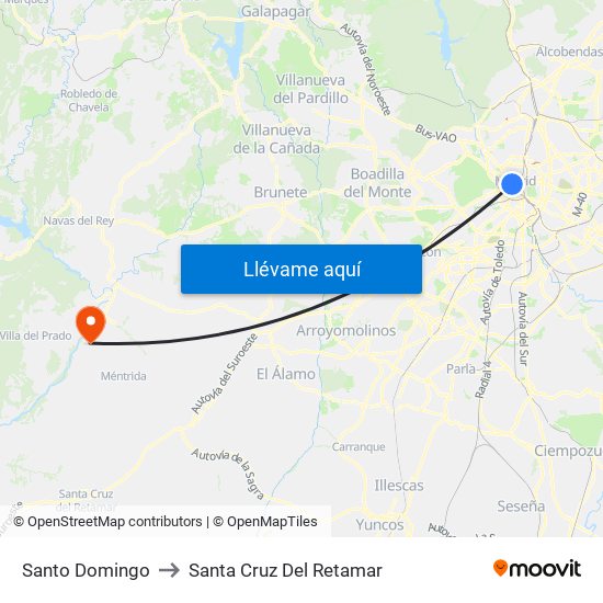 Santo Domingo to Santa Cruz Del Retamar map