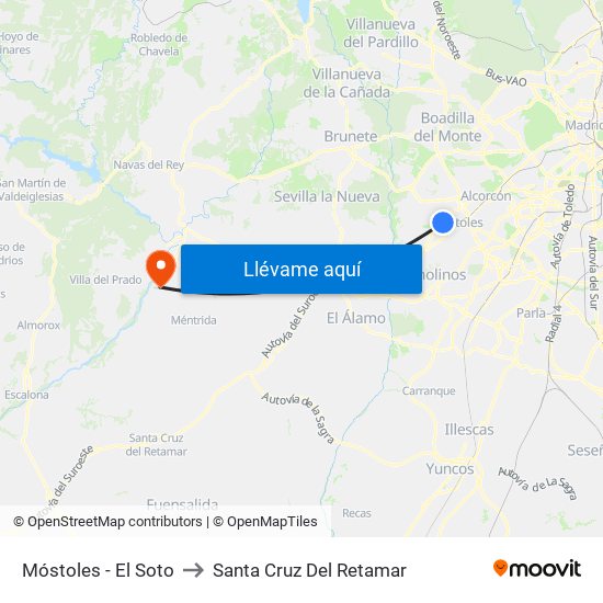 Móstoles - El Soto to Santa Cruz Del Retamar map