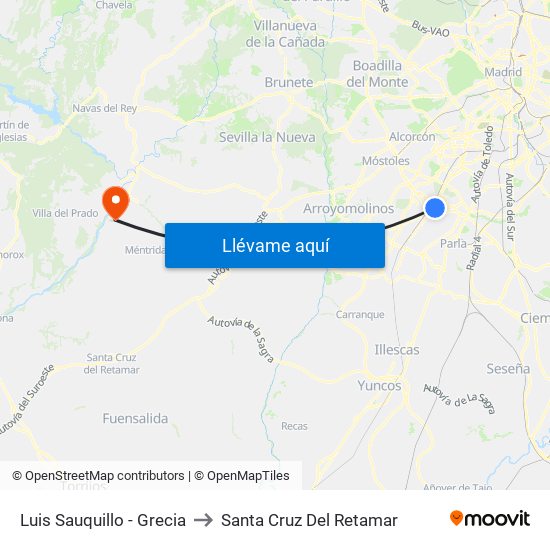 Luis Sauquillo - Grecia to Santa Cruz Del Retamar map