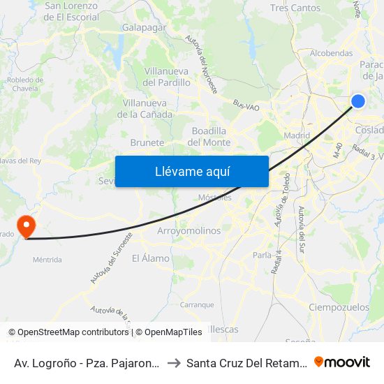 Av. Logroño - Pza. Pajarones to Santa Cruz Del Retamar map