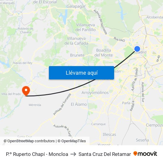 P.º Ruperto Chapí - Moncloa to Santa Cruz Del Retamar map
