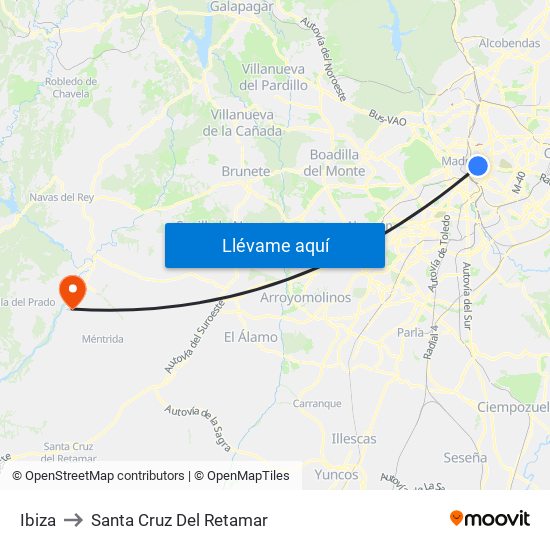 Ibiza to Santa Cruz Del Retamar map