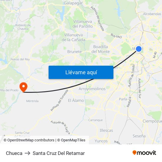 Chueca to Santa Cruz Del Retamar map