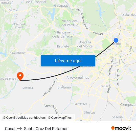 Canal to Santa Cruz Del Retamar map