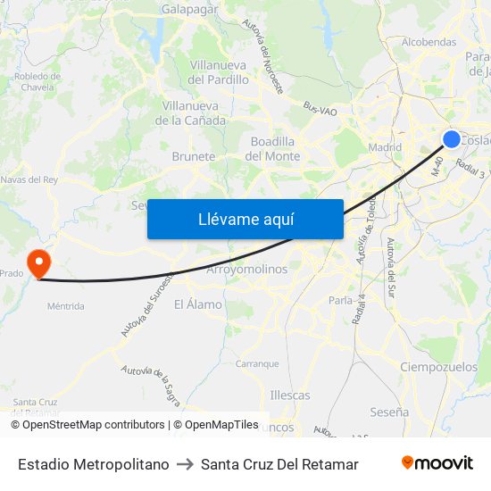 Estadio Metropolitano to Santa Cruz Del Retamar map