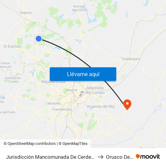 Jurisdicción Mancomunada De Cerdedilla Y Navacerrada to Orusco De Tajuña map