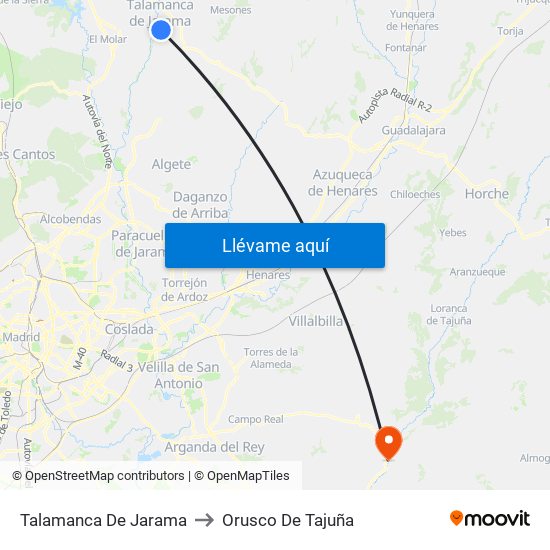 Talamanca De Jarama to Orusco De Tajuña map