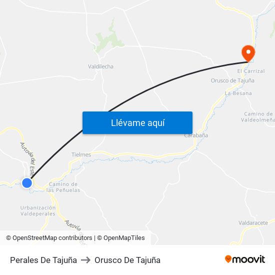 Perales De Tajuña to Orusco De Tajuña map