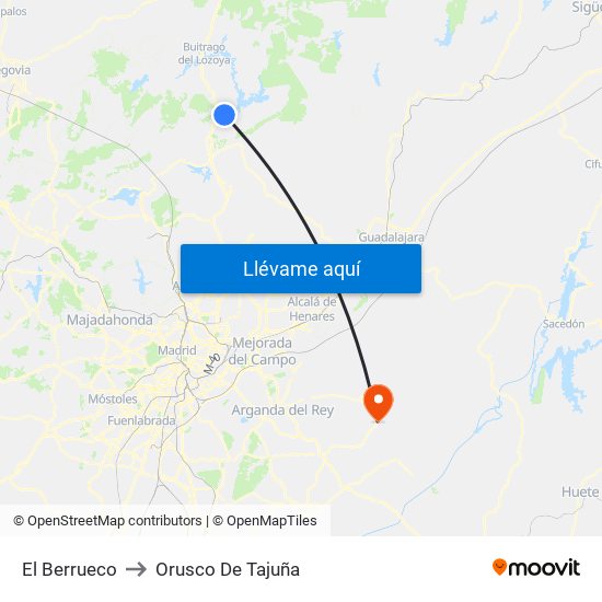 El Berrueco to Orusco De Tajuña map