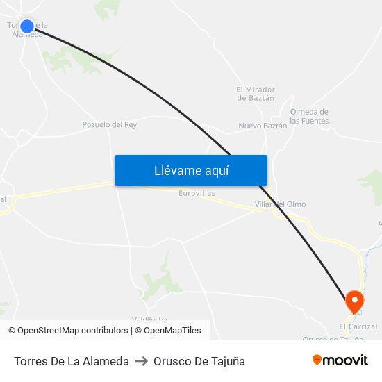 Torres De La Alameda to Orusco De Tajuña map
