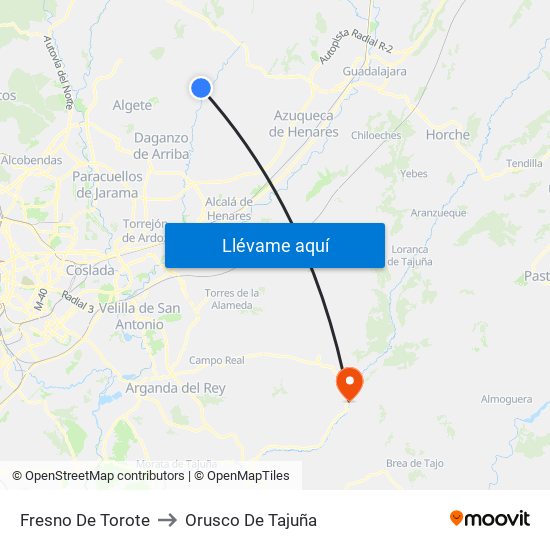 Fresno De Torote to Orusco De Tajuña map