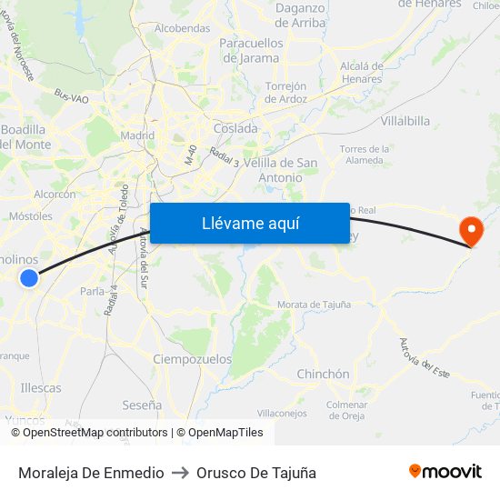 Moraleja De Enmedio to Orusco De Tajuña map