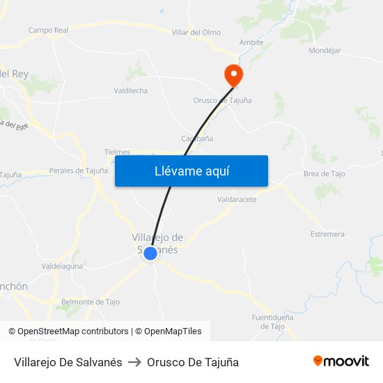 Villarejo De Salvanés to Orusco De Tajuña map