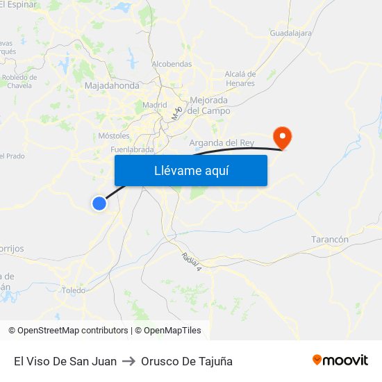 El Viso De San Juan to Orusco De Tajuña map
