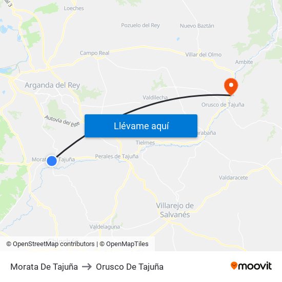 Morata De Tajuña to Orusco De Tajuña map