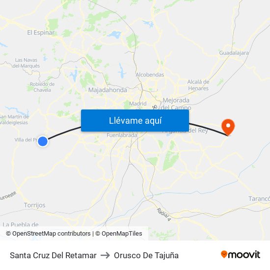 Santa Cruz Del Retamar to Orusco De Tajuña map