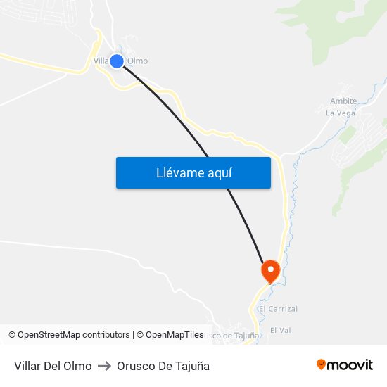 Villar Del Olmo to Orusco De Tajuña map