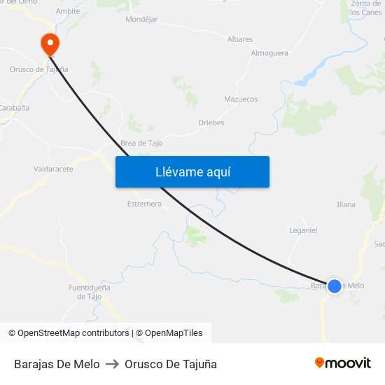 Barajas De Melo to Orusco De Tajuña map
