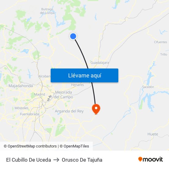 El Cubillo De Uceda to Orusco De Tajuña map