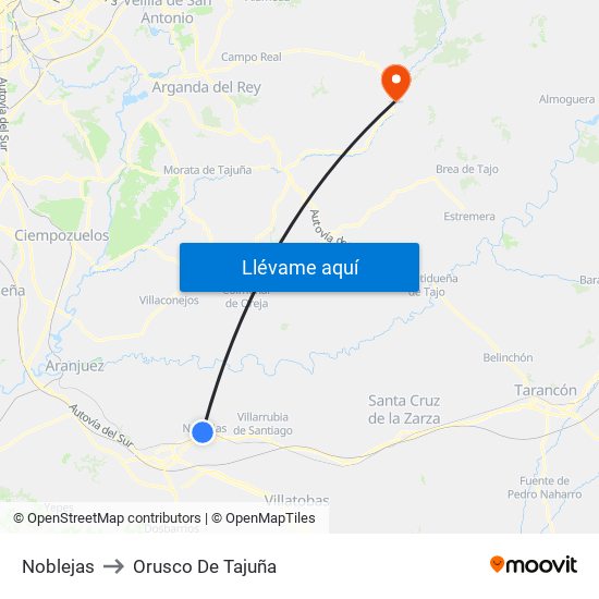 Noblejas to Orusco De Tajuña map
