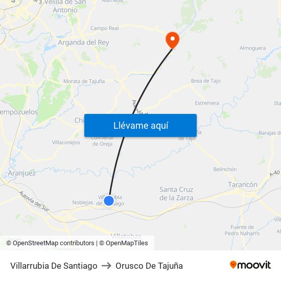 Villarrubia De Santiago to Orusco De Tajuña map