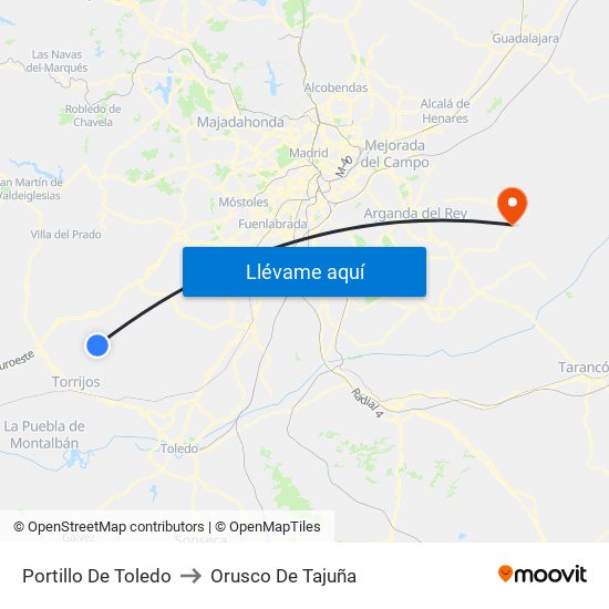 Portillo De Toledo to Orusco De Tajuña map