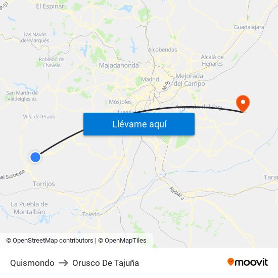 Quismondo to Orusco De Tajuña map