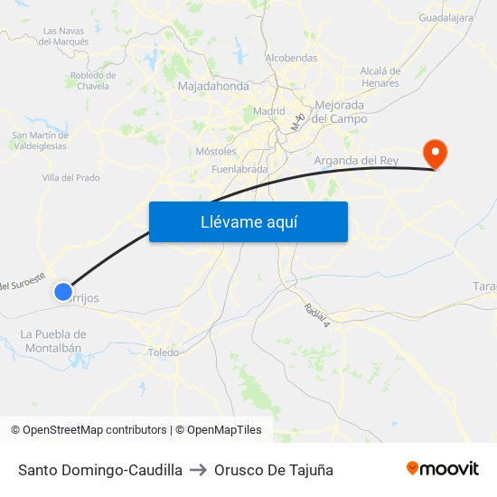Santo Domingo-Caudilla to Orusco De Tajuña map