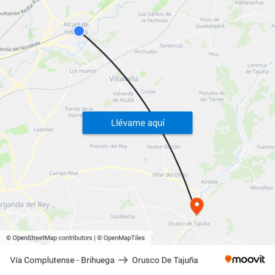 Vía Complutense - Brihuega to Orusco De Tajuña map